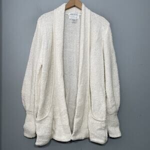 Vintage Cardigan Oversized Medium Creamy Sweater Pockets Lagenlook Cottagecore